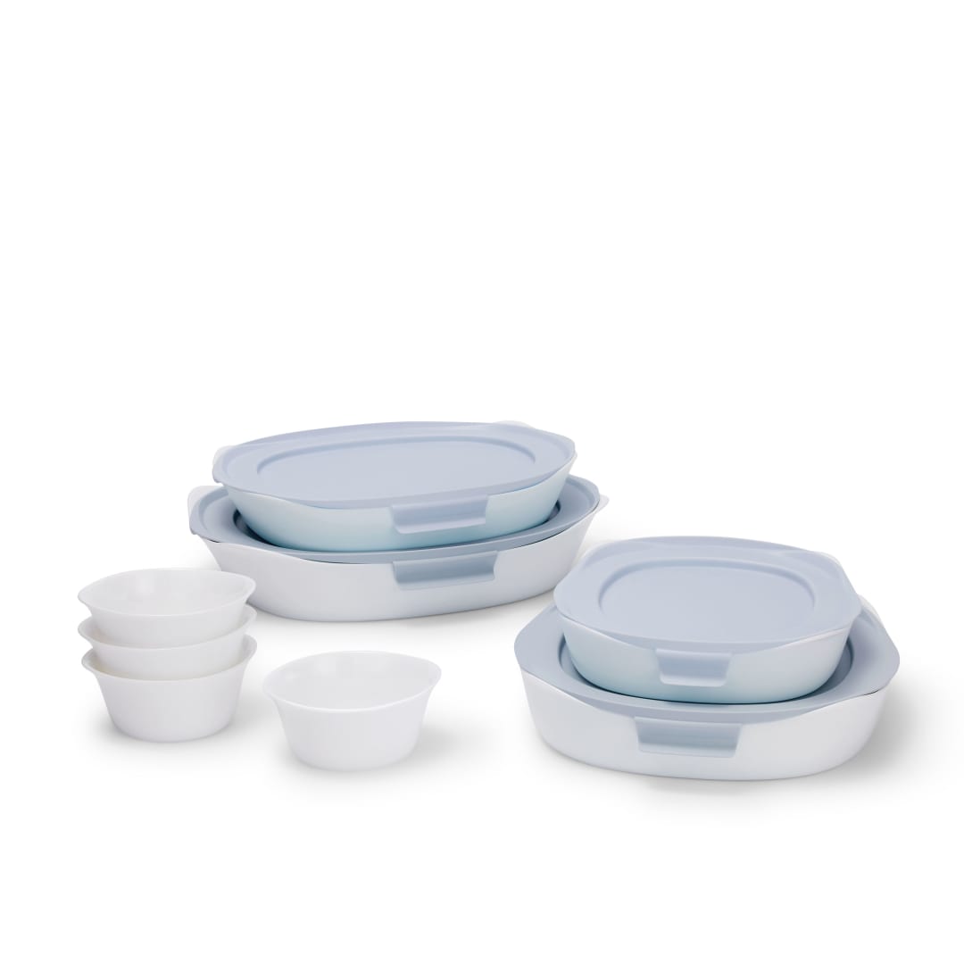Rubbermaid® DuraLite™ Glass Bakeware, 12-Piece Set, Baking Dishes, Casserole Dishes, and Ramekins, Assorted Sizes (with Lids)