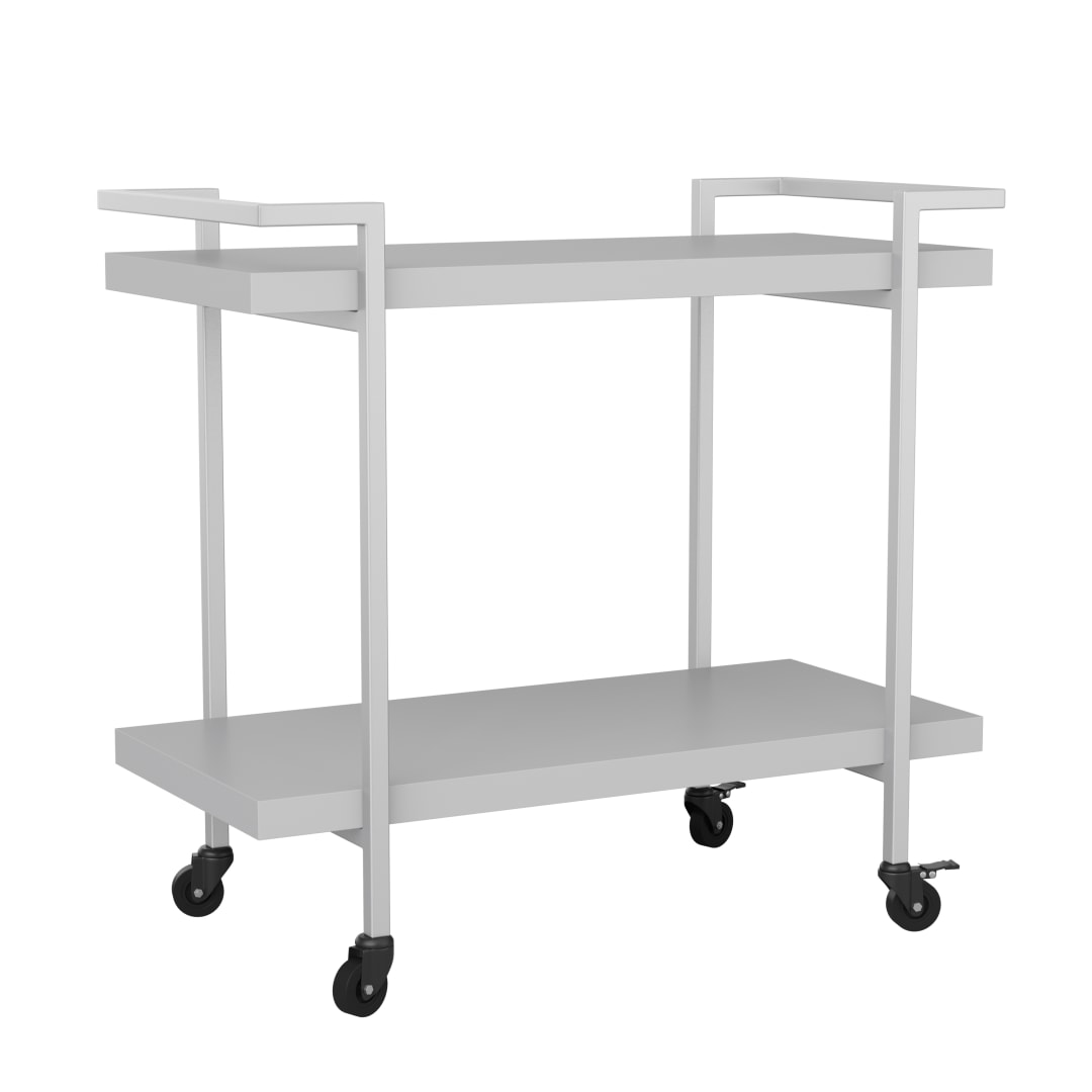 Liam 2-Tier Gray Mobile Office Storage and Printer Cart with Brushed Nickel Frame