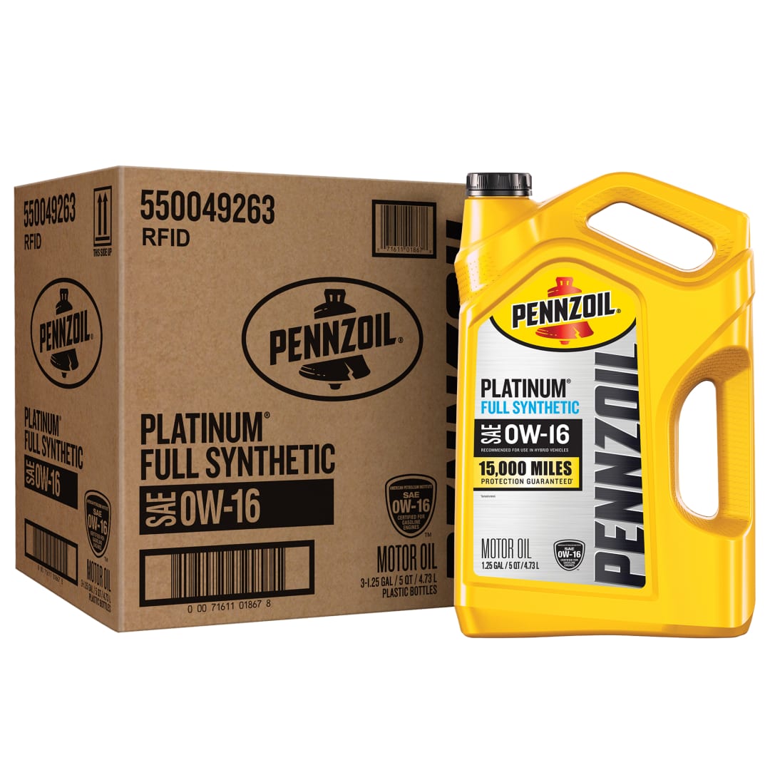 Pennzoil Platinum Full Synthetic 0W-16 Motor Oil, 5 Quart (3 Pack)