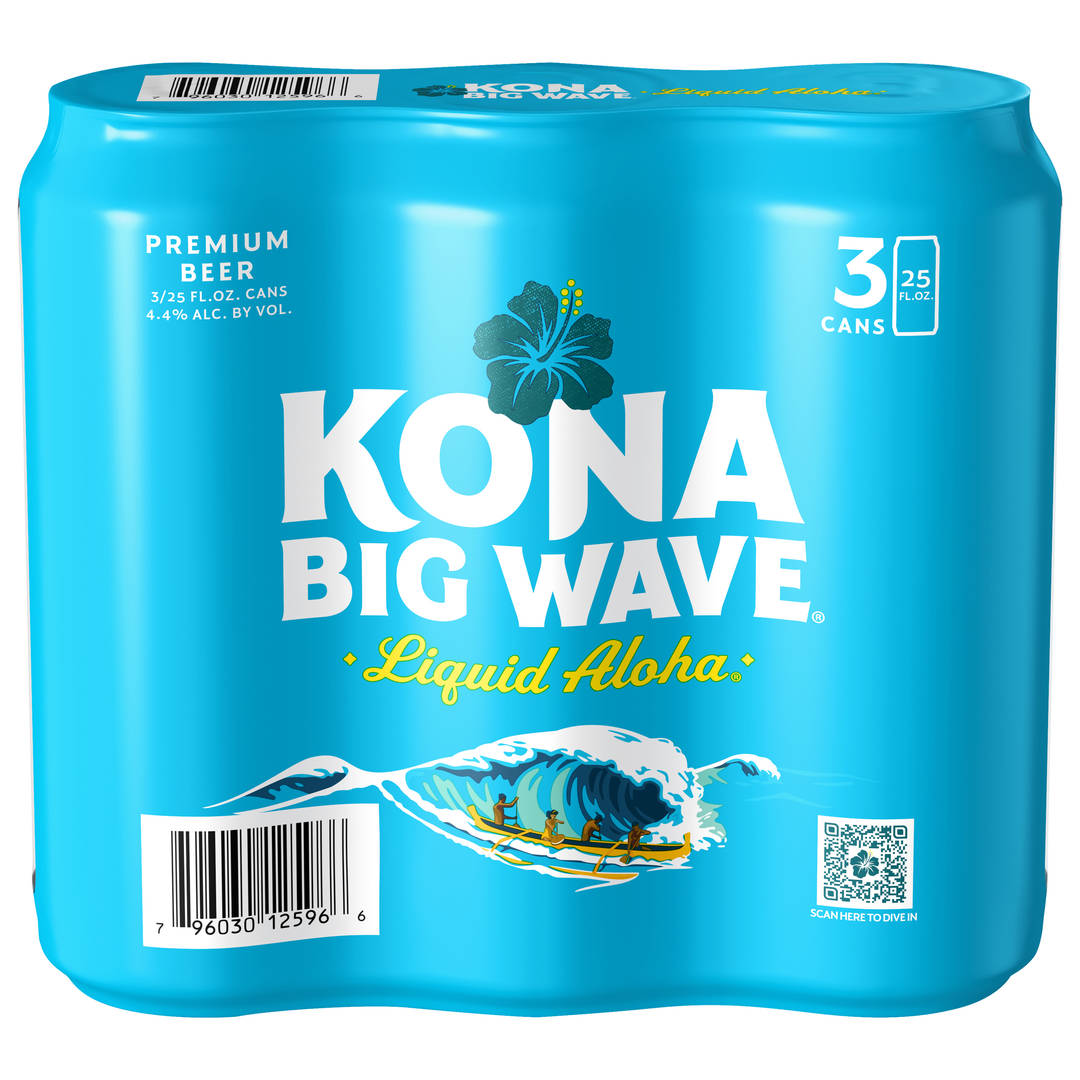 Kona Big Wave Premium Liquid Aloha Beer 3 - 25 fl oz Cans