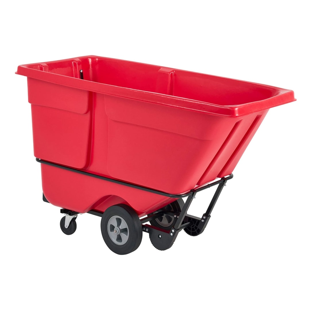 RUBBERMAID COMMERCIAL ROTOMOLDED TILT TRUCK, STANDARD DUTY, 1 CUBIC YARD, RED