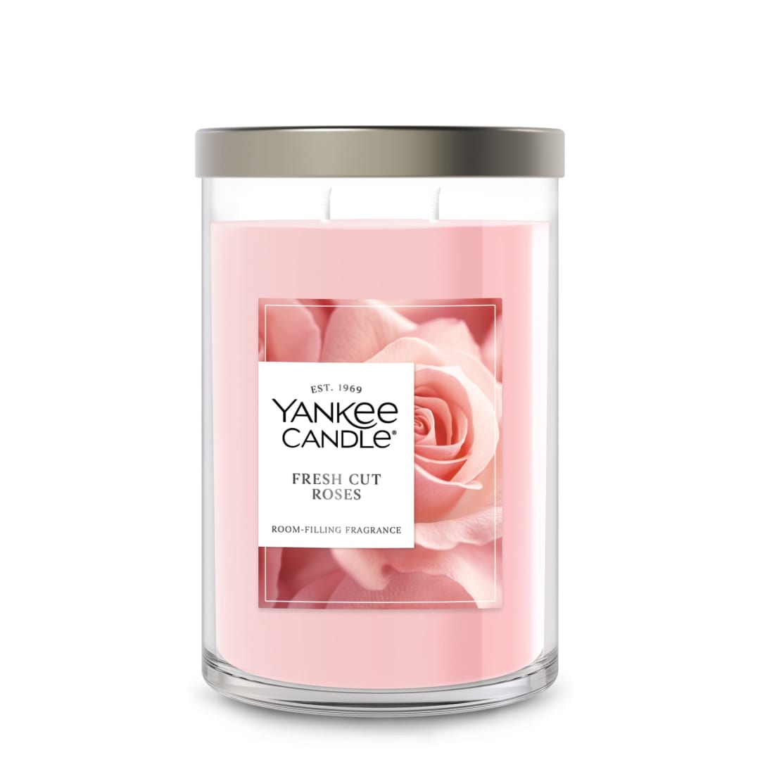 Yankee Candle® Large Tumbler Scented Candle with up to 80 Hour Burn Time, Premium Plant Wax Blend for Consistent Burn, 20 oz Tumbler Candle with Room Filling Fragrance, Fresh Cut Roses