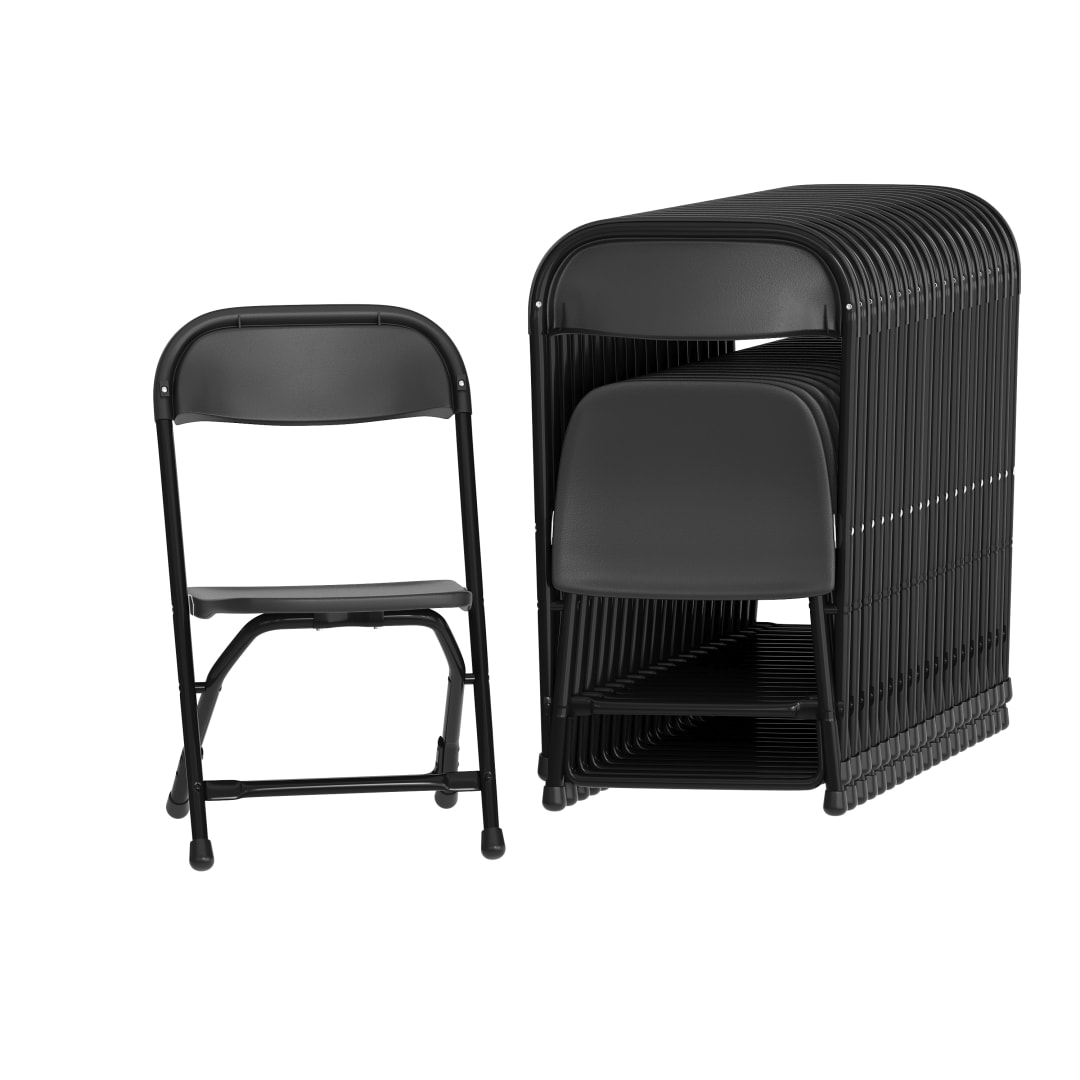Timmy 20 Pack Kids Black Plastic Folding Chairs with 11" Seat Height, Ages 2-4