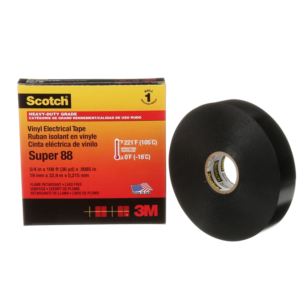 Scotch® Super 88 Vinylová elektrotechnická páska, čierna, 19 mm x 33 m, 48 ks v balení