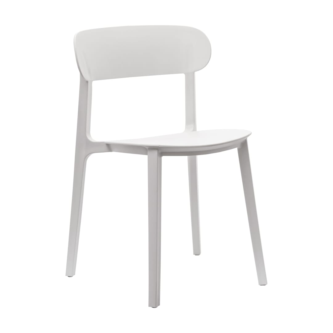 Dover Indoor-Outdoor Stacking Patio Chair with Curved Backrest, Commercial All-Weather Resin Chair in White