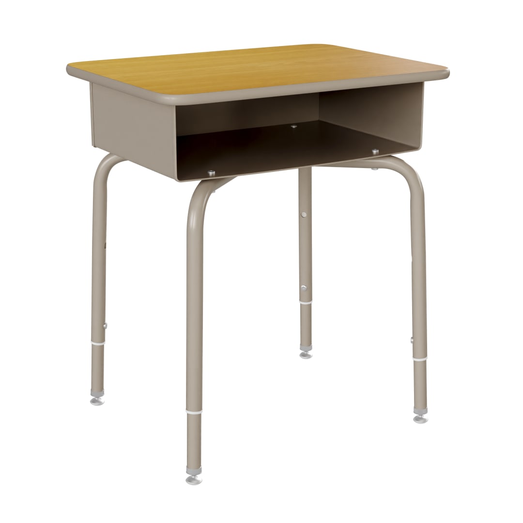 Billie Student Desk with Open Front Metal Book Box - Maple/Silver