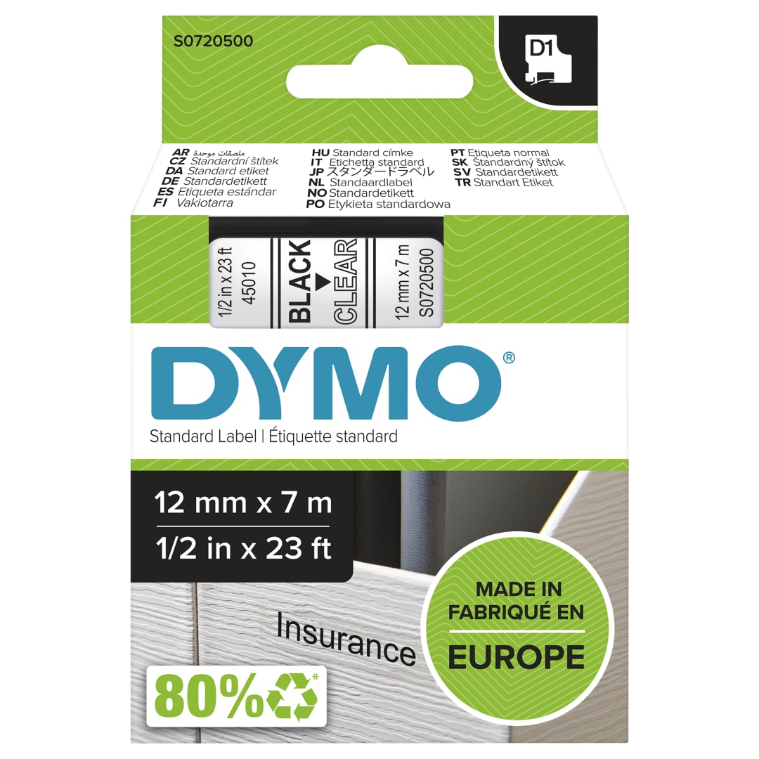 DY D1 12MMX7M BKL/CLR TAPE EU/ANZ