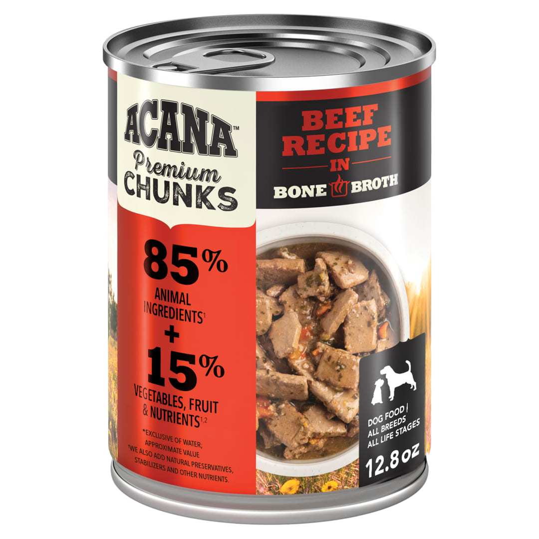 ACANA Premium Chunks in Bone Broth Grain-free Wet Dog Food Beef Recipe