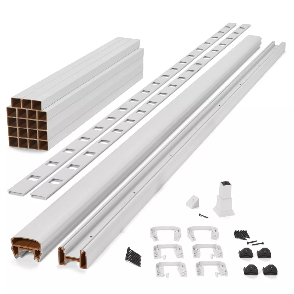 8-ft x 42-in Transcend Horizontal Rail Kit with Composite Balusters - Classic White Full Span