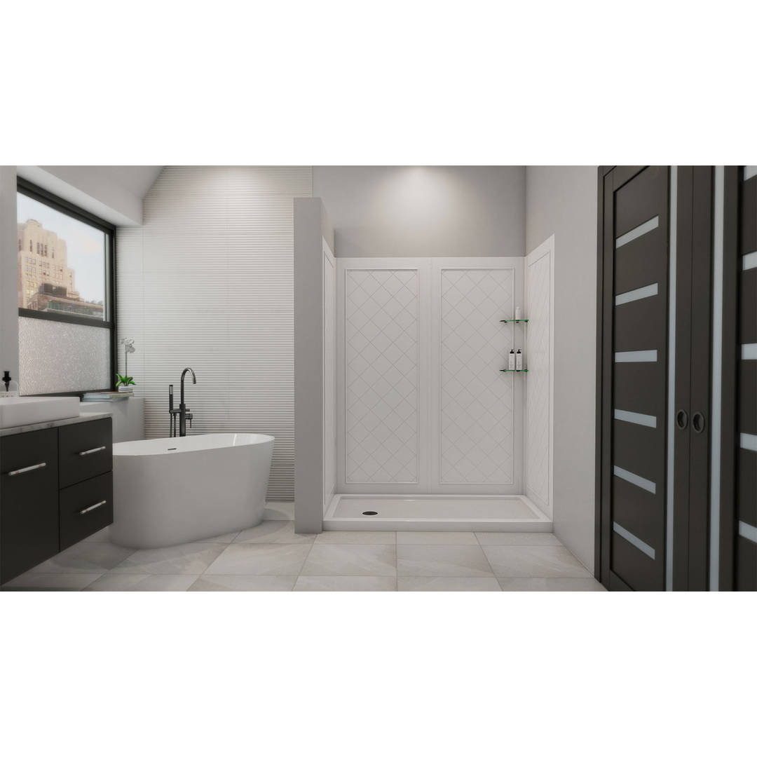 DreamLine 30 inch D x 60 inch W x 76 3/4 inch H Left Drain Shower Base ...