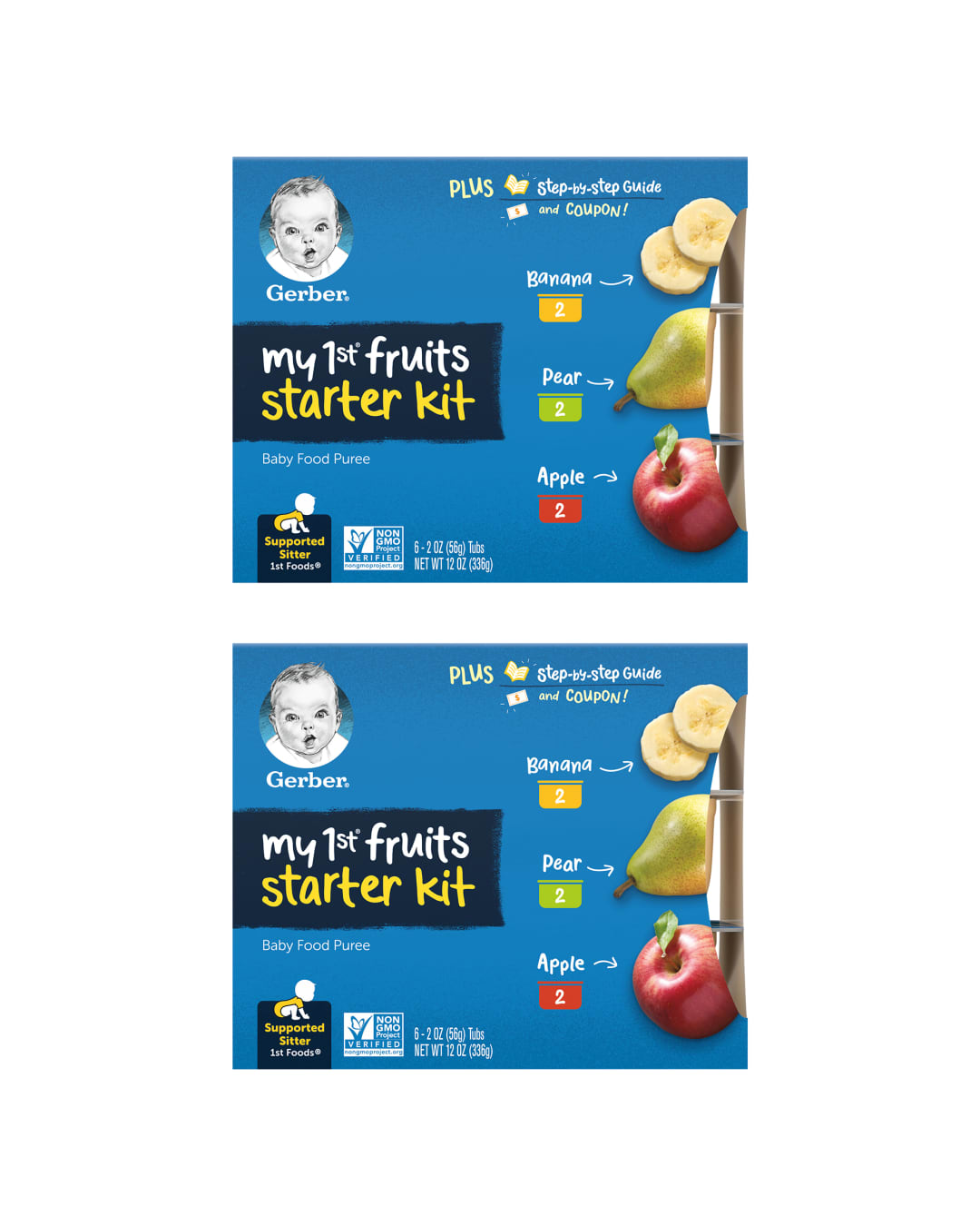 Gerber Stage 1 Baby Food, Fruit Variety Pack Puree Tubs, Baby Puree, 2PK 