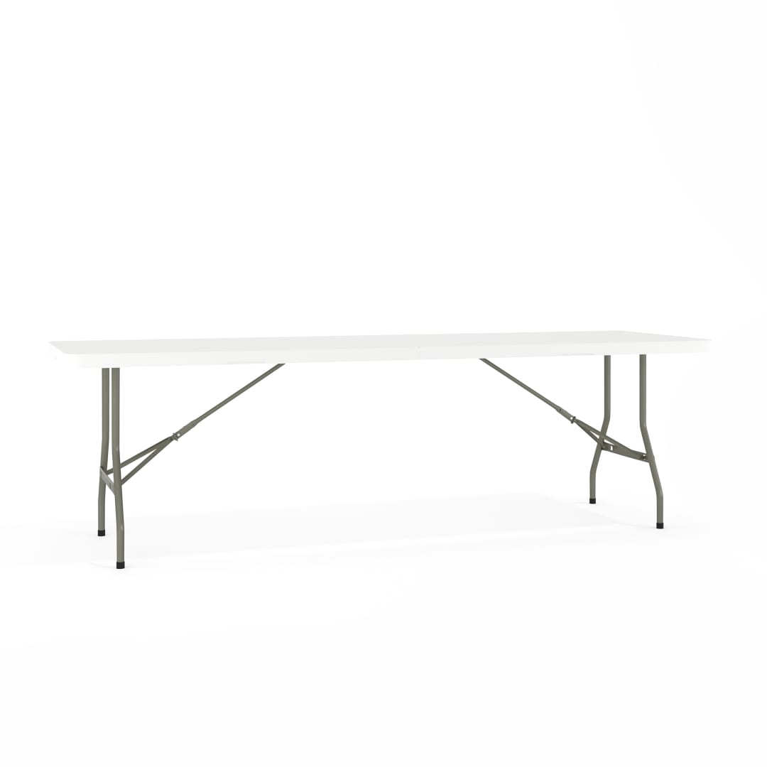 Kathryn 8-Foot Bi-Fold Granite White Plastic Banquet and Event Folding Table with Carrying Handle