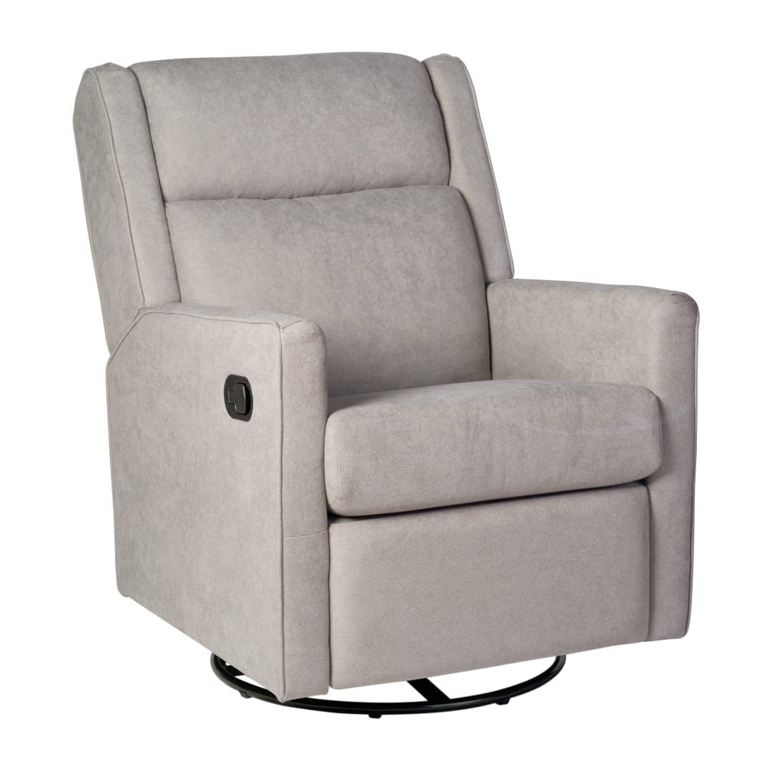 Cash Swivel Glider Rocker Recliner Chair, Manual 360 Degree Swivel Recliner Perfect for Living Room, Bedroom, or Nursery in Light Gray Upholstery