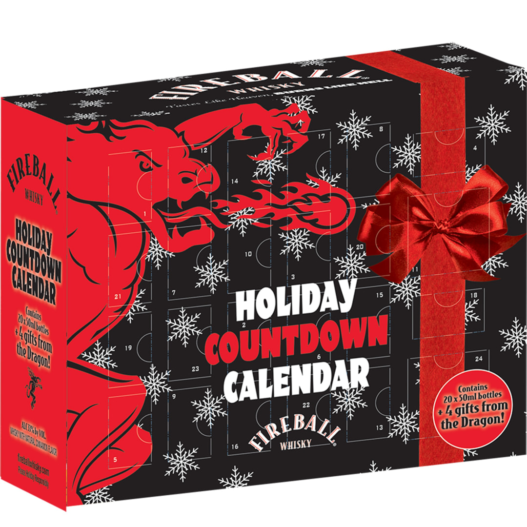 Fireball Hot Cinnamon Blended Whisky Countdown Calendar 20 Pack 50ml 66 Proof