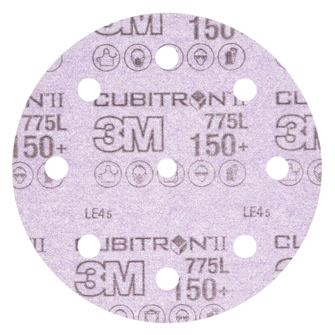 3M™ Cubitron™ II Hookit™ 775L Film Disk, 150+ 3MIL, 127 mm x NH, 8HL, Die 500KE, 50/Carton, 250 ea/Case