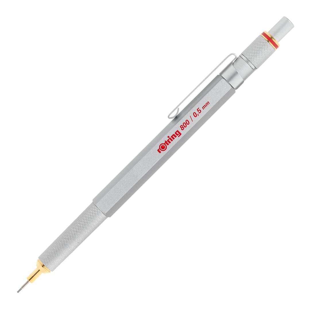 rOtring 800 portaminas | 0,5 mm | Cuerpo metálico plateado