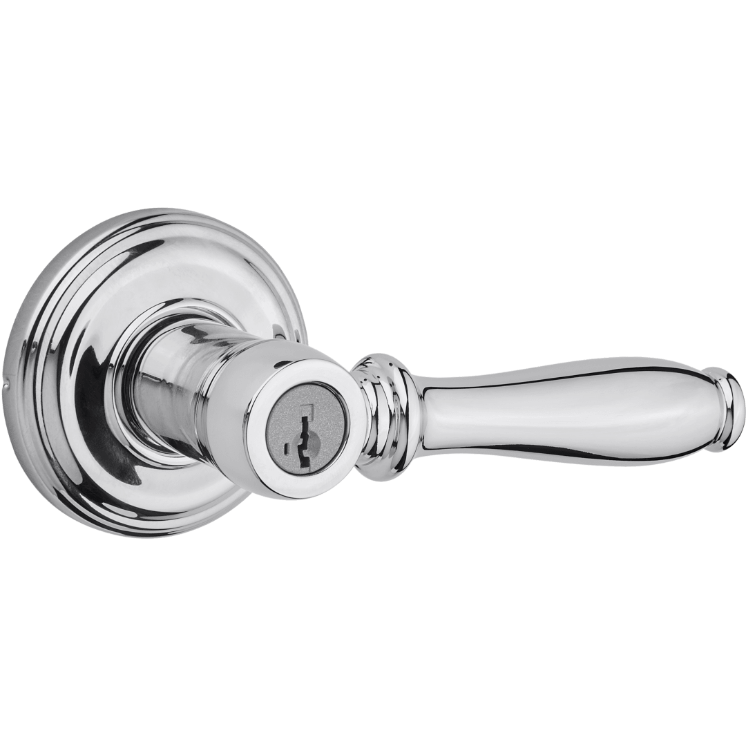 Ashfield Keyed Entry Lever featuring SmartKey Security™ in Polished Chrome