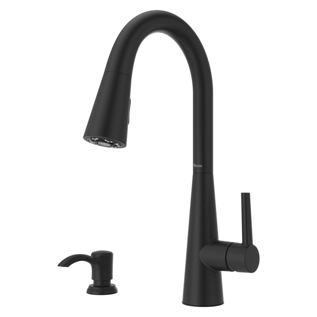 Barulli 1-Handle Pull-Down Kitchen Faucet with Soap Dispenser in Matte Black