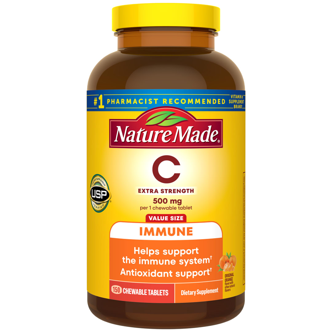 Nature Made Chewable Vitamin C 500 mg, Adult Vitamin C Chewable Tablets for Immune Support, 150 Tablets, 150 Day Supply