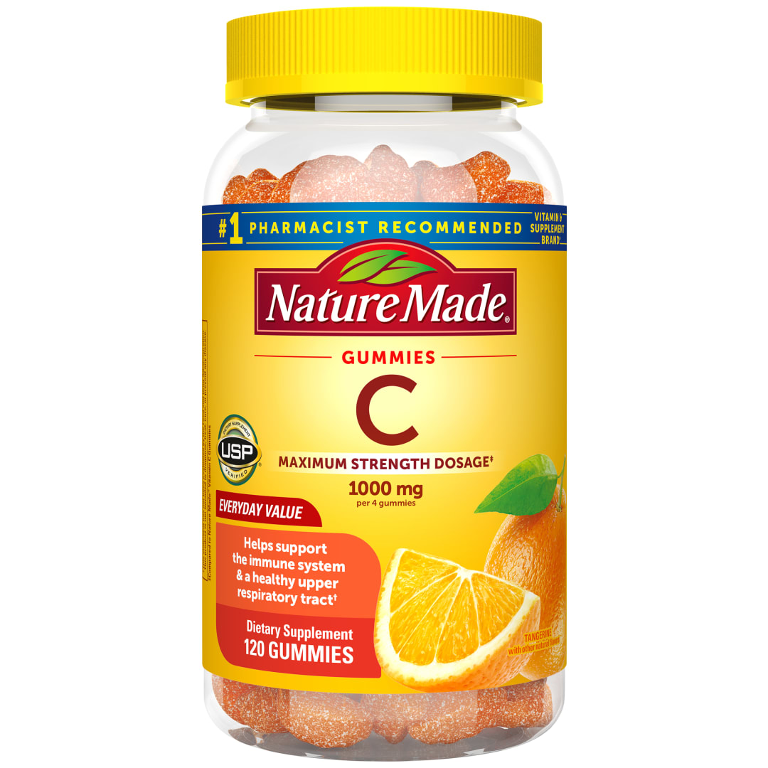 Nature Made Maximum Strength Dosage Vitamin C 1000mg per serving, Immune Support Vitamin C Gummies for Adults, 120 Nature Made Vitamin C Gummies, 30 Day Supply
