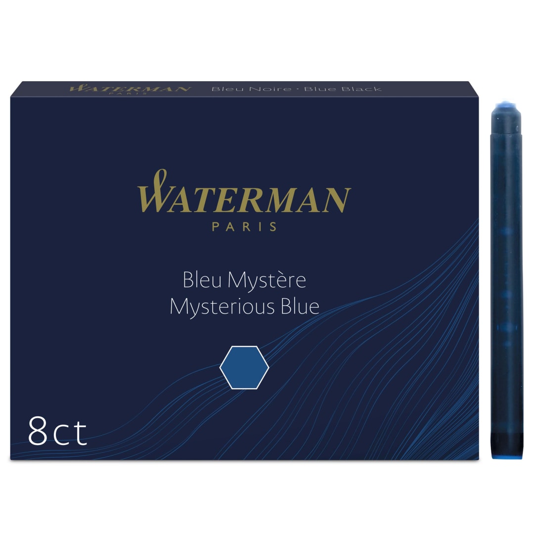 Waterman cartuchos de tinta para plumas estilográficas | largos | azul misterioso | paquete de 8