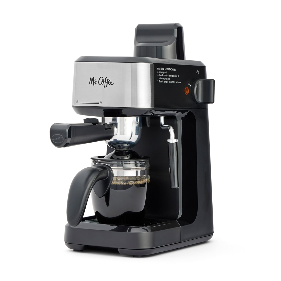Mr. Coffee® 4-Shot Steam Espresso Machine, Cappuccino Maker, and Latte Maker with Glass Carafe