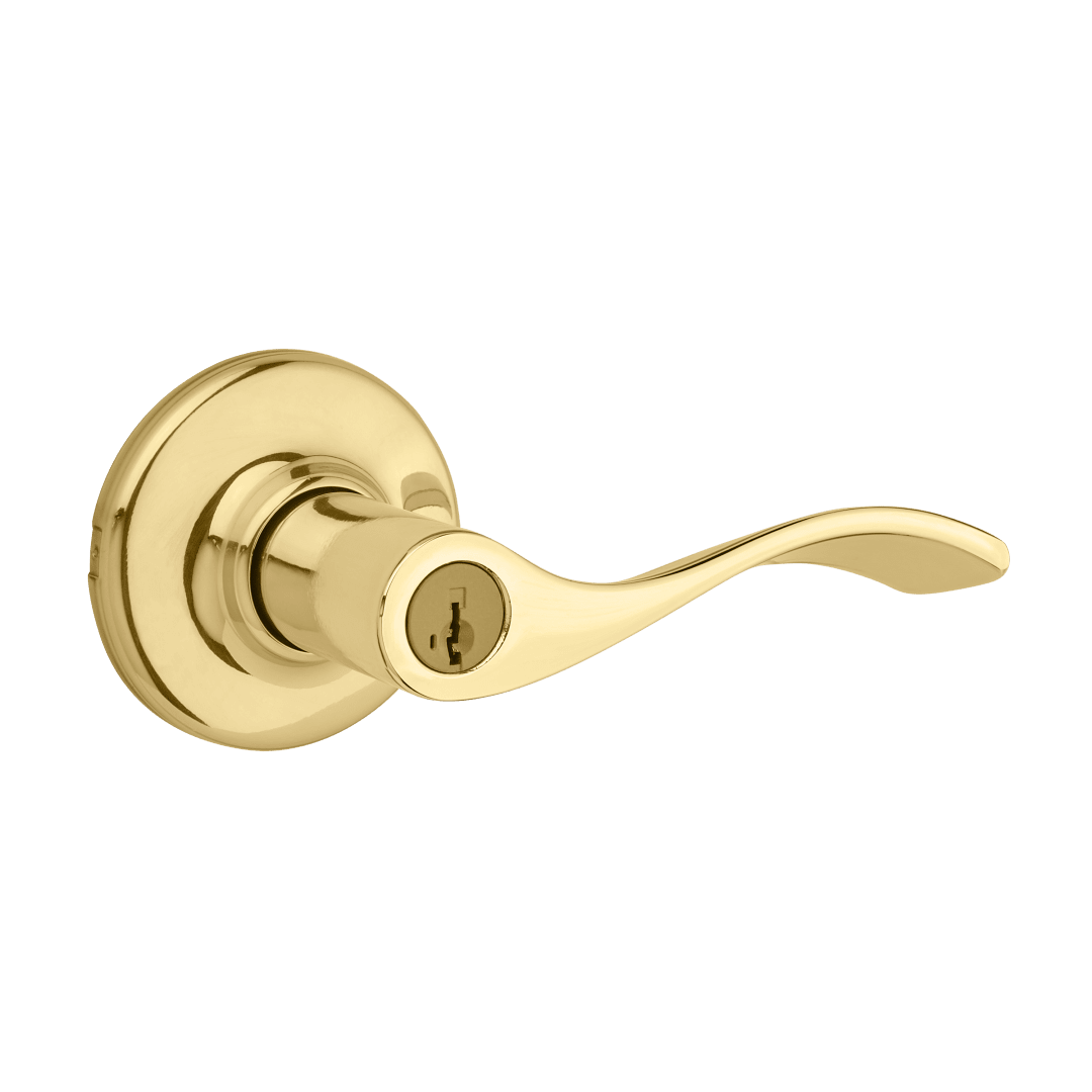 Balboa Keyed Entry Lever in Polished Brass featuring SmartKey Security
