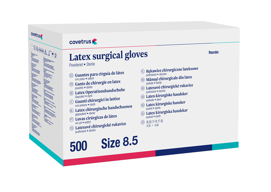 Covetrus Lightly-Powdered Latex Surgical Glove, White, Size 8.5, Sterile