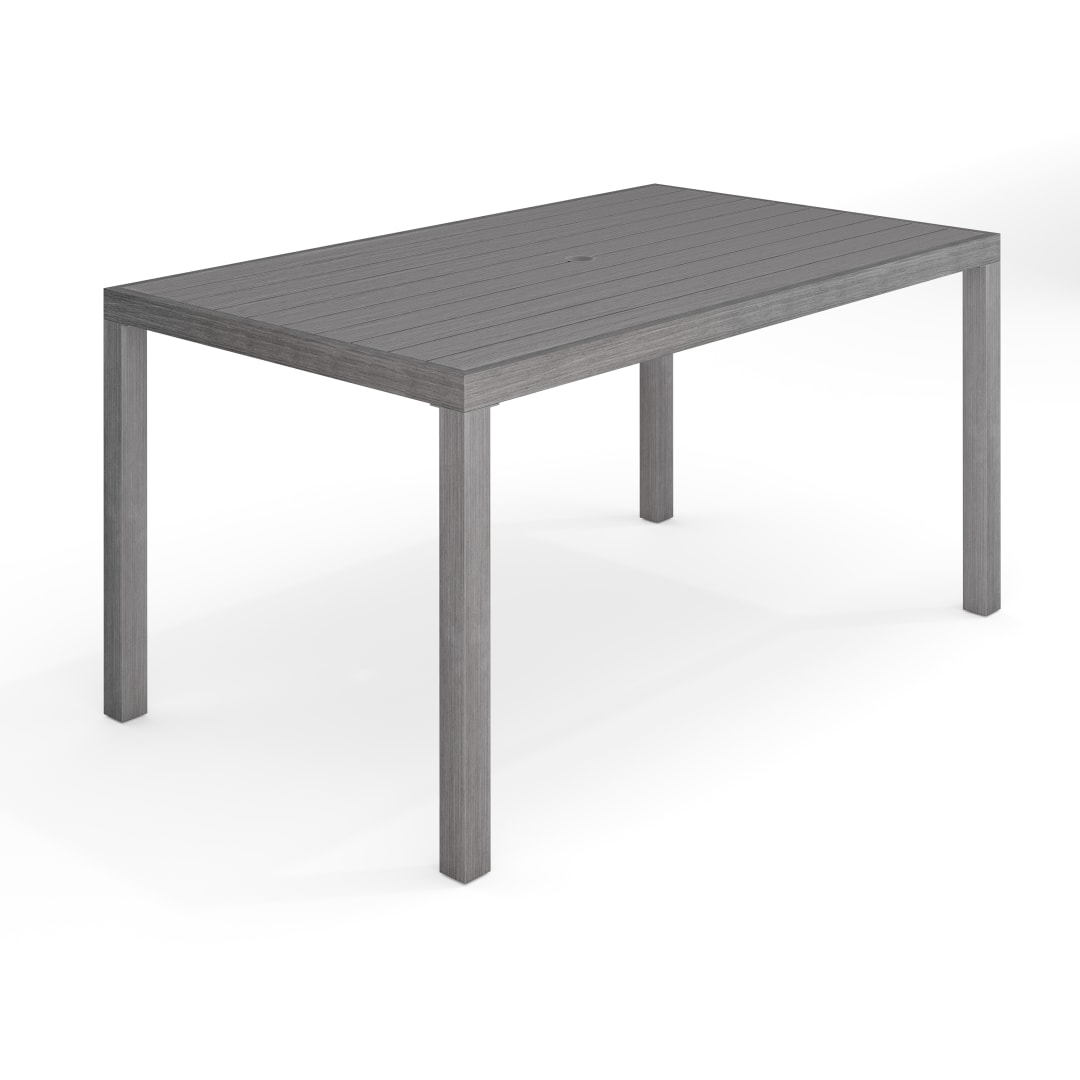 Bedford 62" Indoor-Outdoor Patio Table with Gray Brushed Woodgrain Aluminum Finish