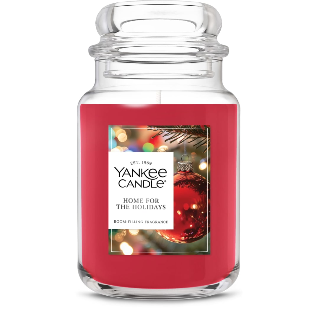 Yankee Candle Large Jar Scented Candle with up to 150 Hour Burn Time, Premium Plant Wax Blend for Consistent Burn, 22 oz Jar Candle with Room Filling Fragrance, Home For The Holidays