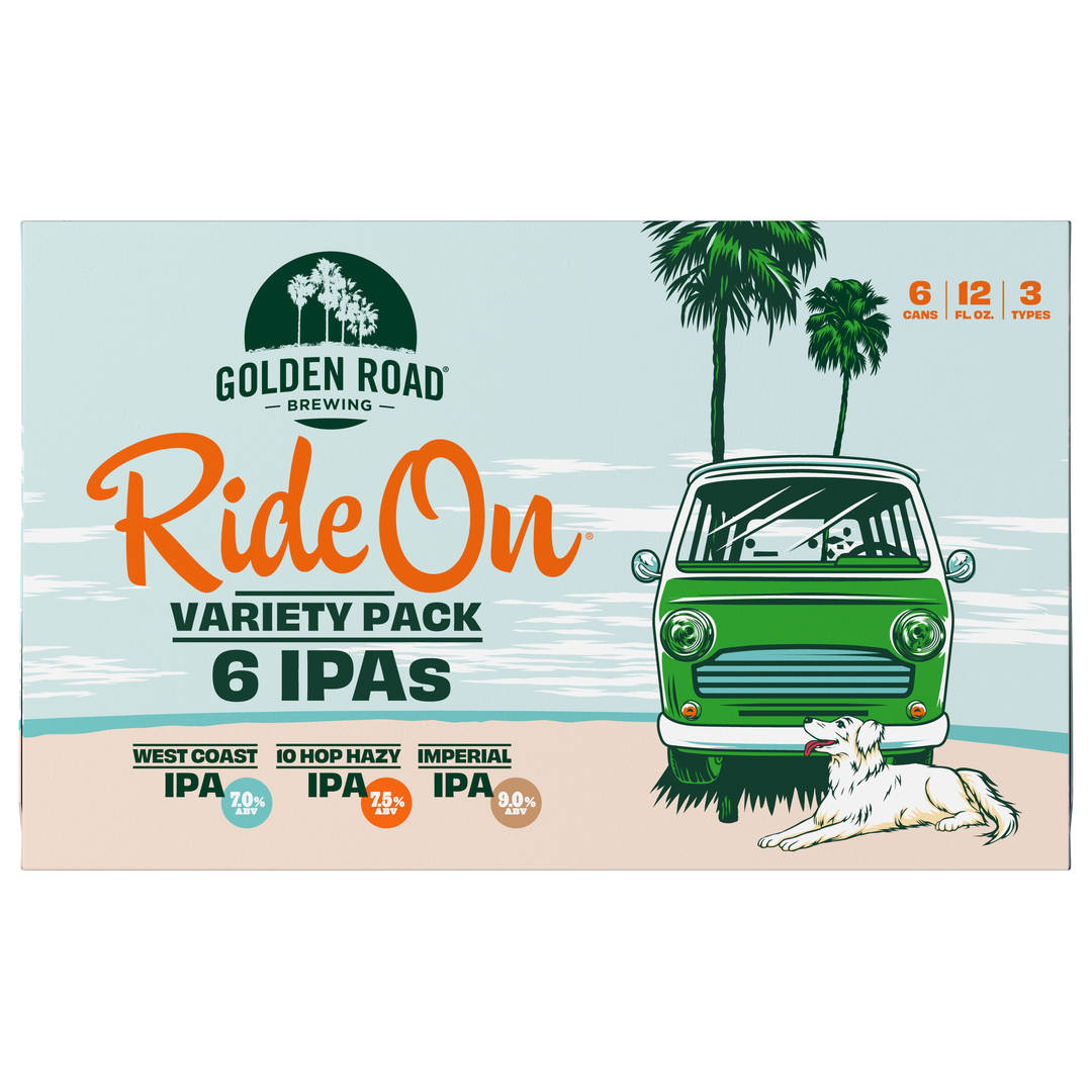 Golden Road Ride On Variety Pack West Coast/10 Hop Hazy/Imperial IPA Beer 6 - 12 fl oz Cans