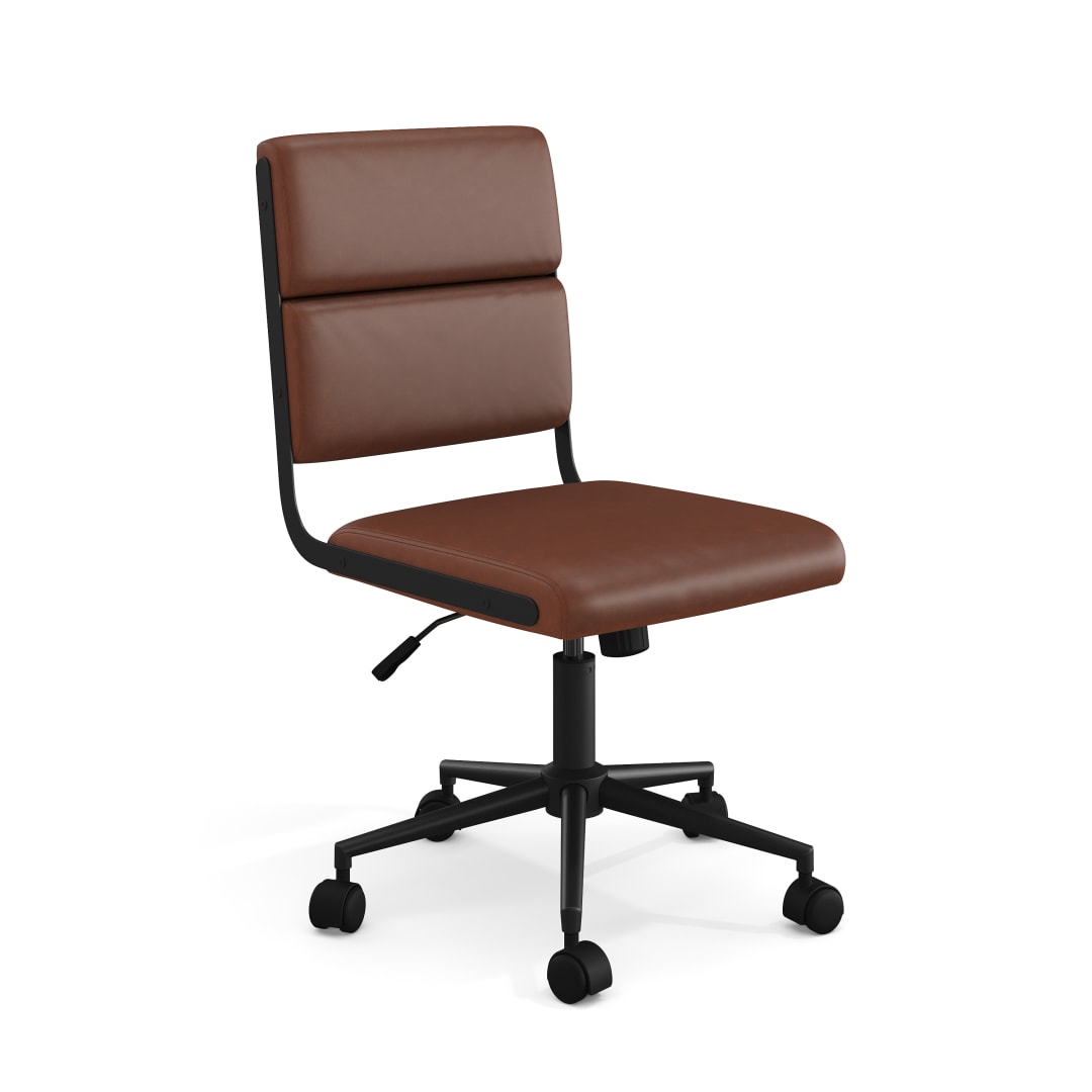 Lulu Upholstered Office Chair in Saddle Brown/Oil Rubbed Bronze