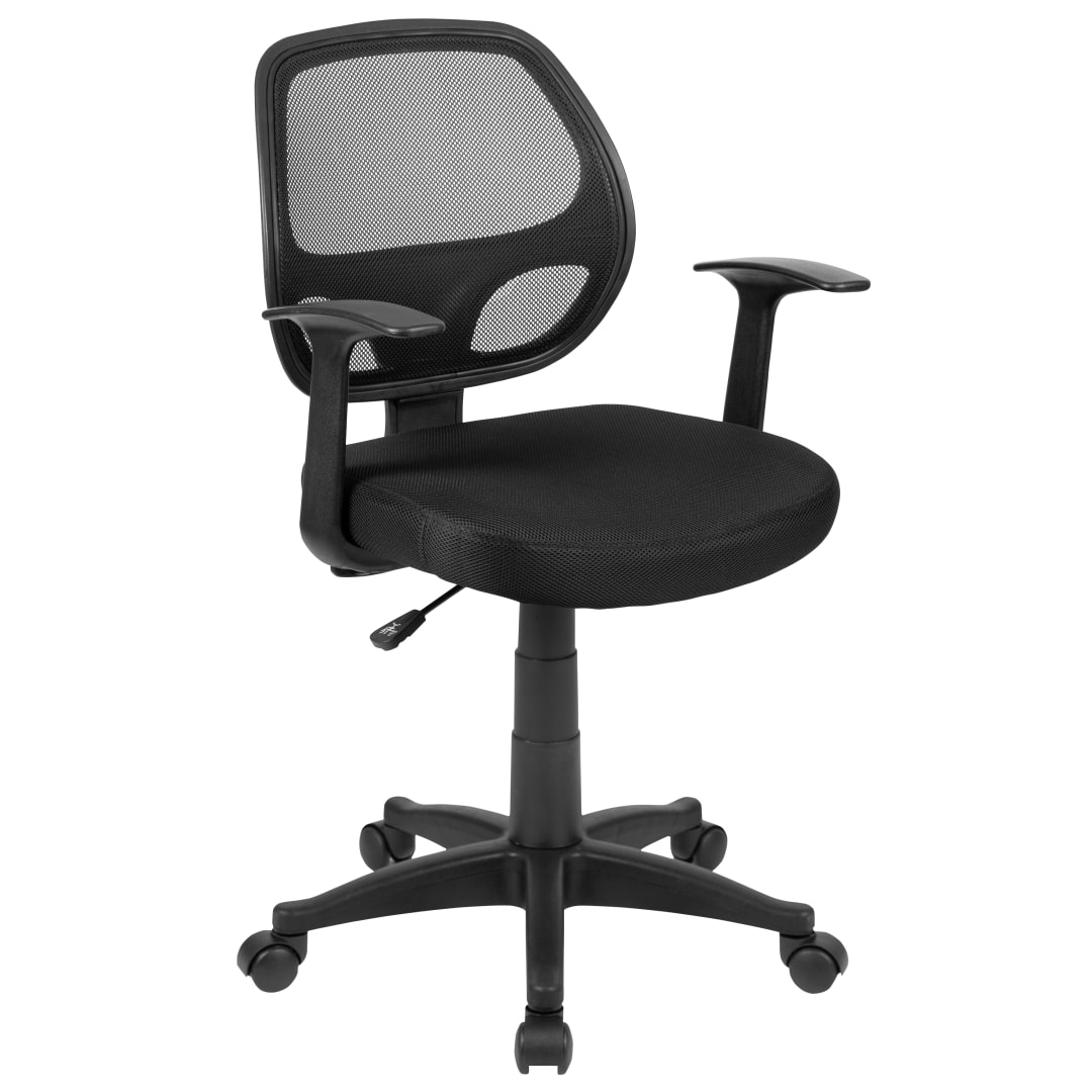 Mallard Mid-Back Black Mesh Swivel Ergonomic Task Office Chair with T-Arms - Desk Chair