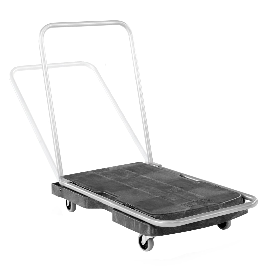 Triple Trolley with Straight Handle, Utility Duty with 3 In Casters, Black
