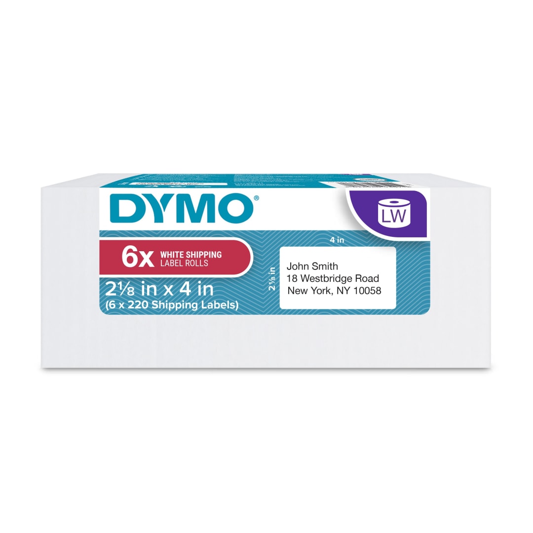 DYMO® Authentic LW Standard Shipping Labels for LabelWriter™ Label Printers, White, 2-1/8" x 4", 6 rolls of 220 (1320 Total)