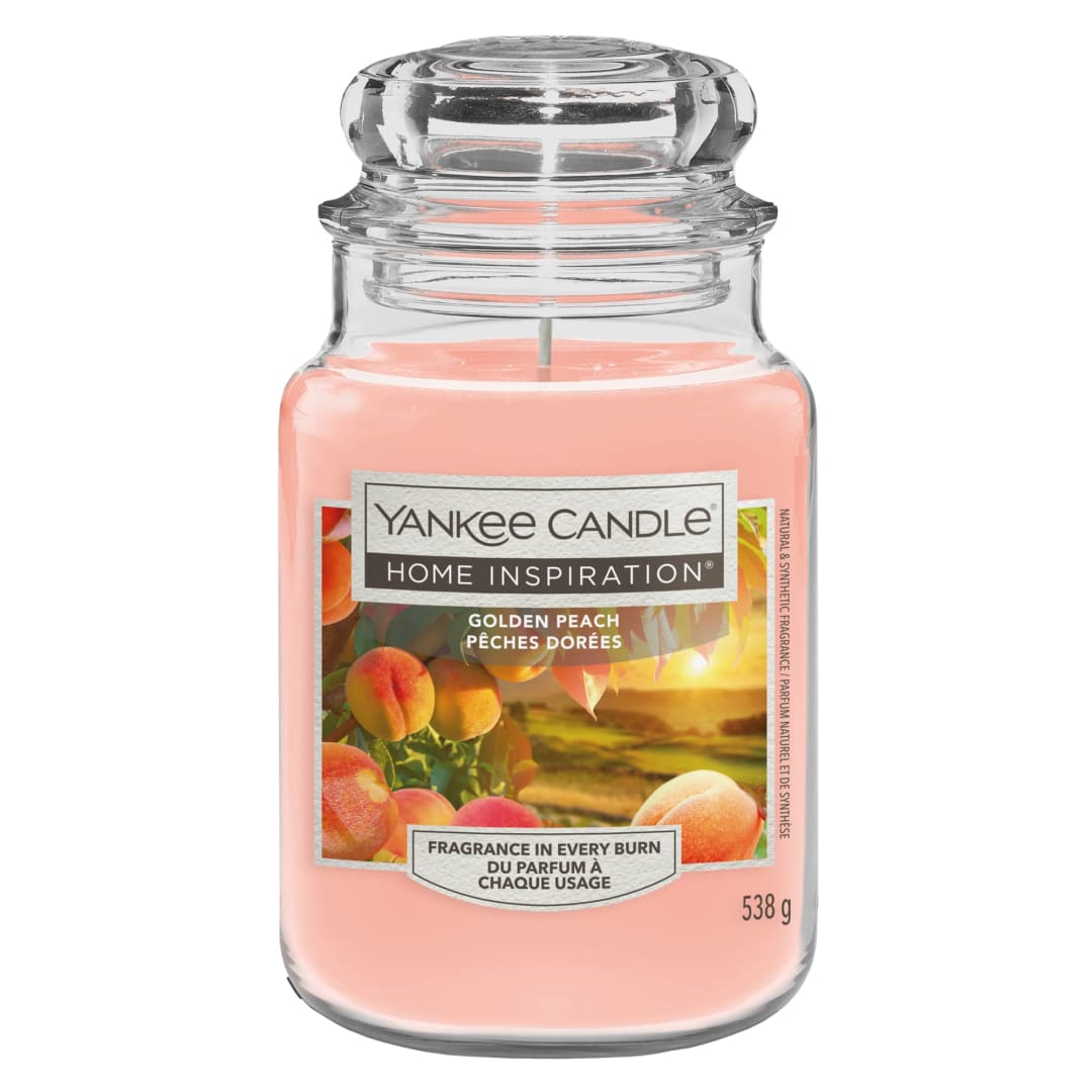 Yankee Candle Home Inspiration Scented Candle | Golden Peach Large Jar Candle | Burn Time: up to 150 Hours | Perfect Christmas Gifts for Women