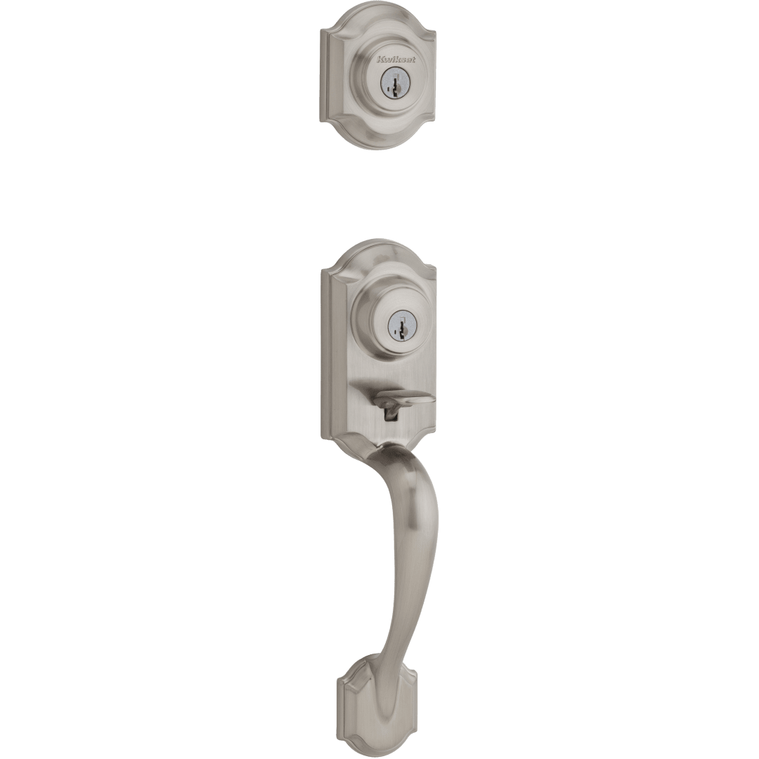 Montara Double Cylinder Exterior Only Handleset featuring SmartKey Security™ in Satin Nickel