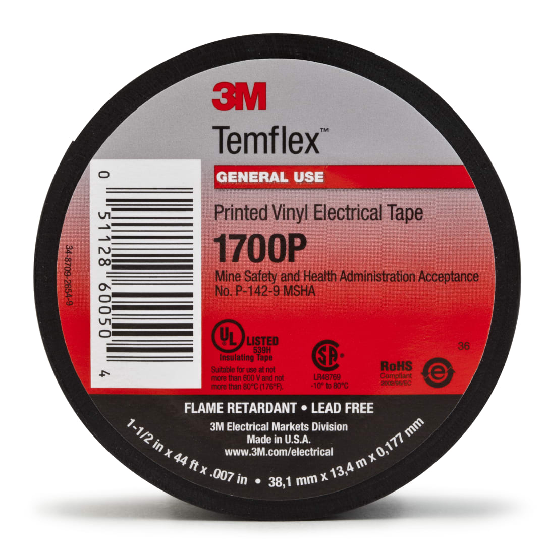 3M™ Temflex™ Vinil Elektrik Bandı 1700P-BASKILI 38 mm x 13,34 m