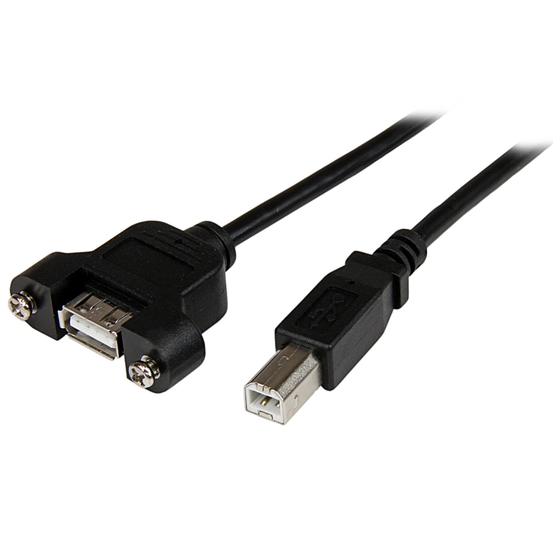 3 ft Panel Mount USB Cable A to B - F/M