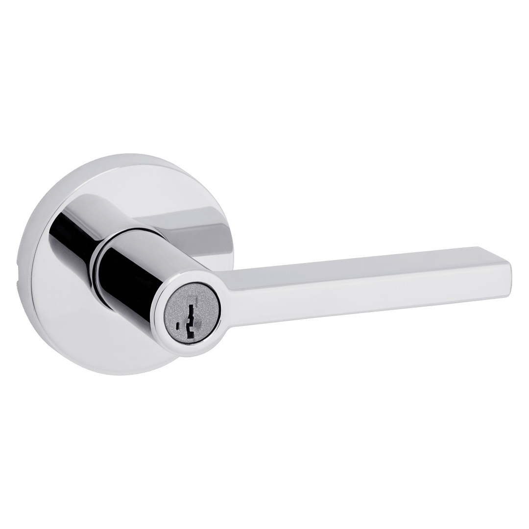 Halifax Keyed Entry Lever in Polished Chrome featuring SmartKey Security