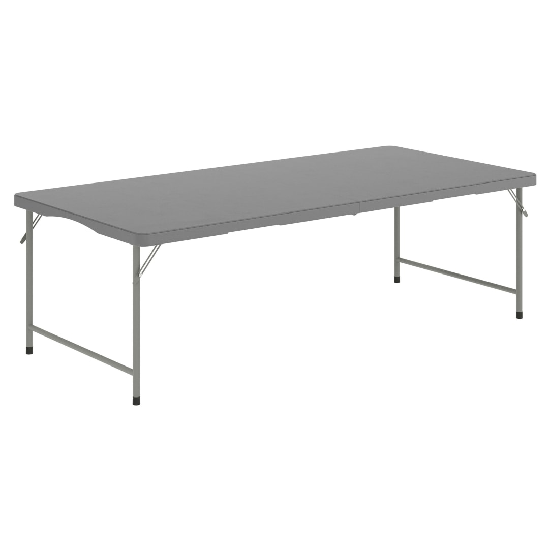 Paige 30x60 Kid's Granite Gray Bi-Fold Plastic Folding Table with Carrying Handle