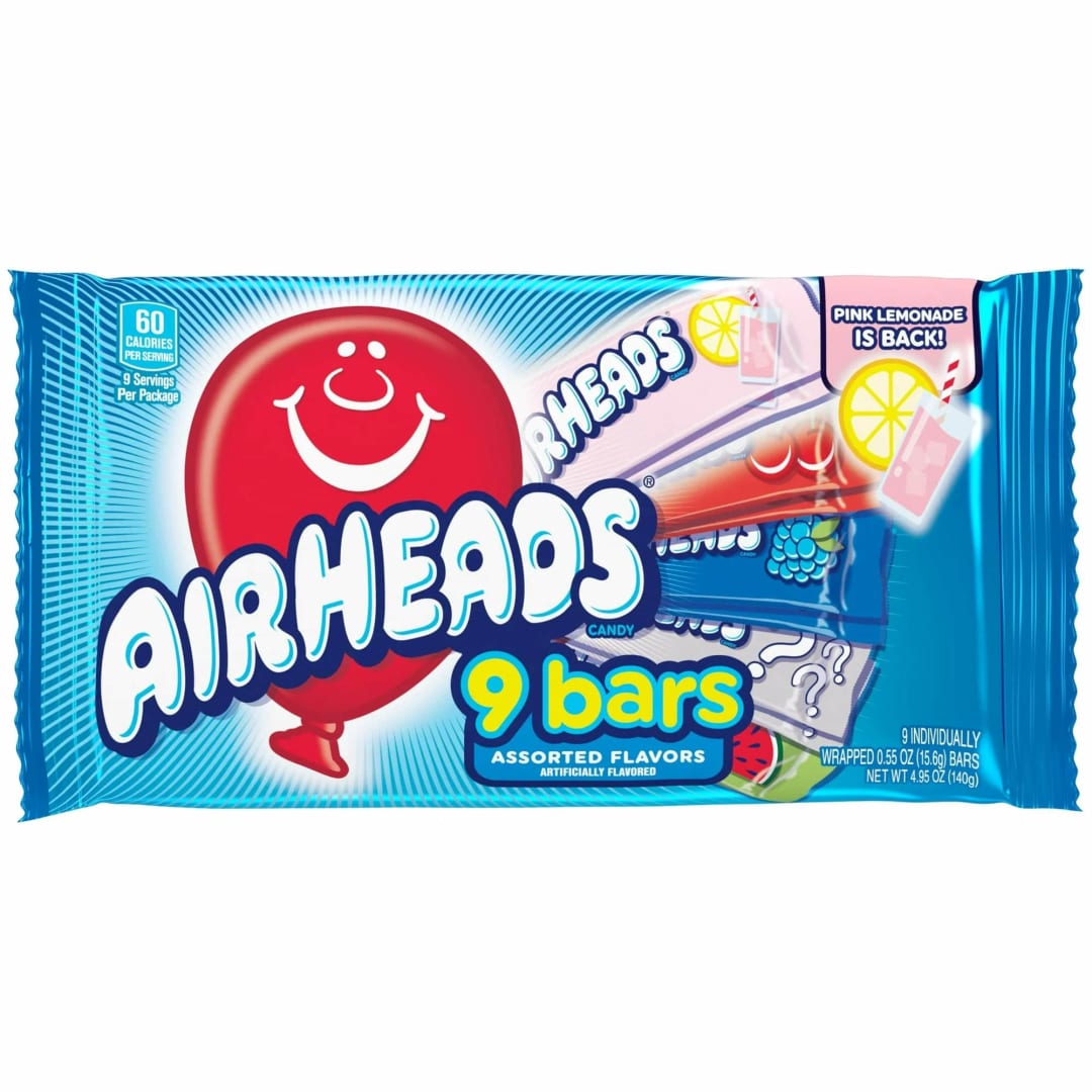 Airheads Bars Assorted Flavors 9 pc Check Stand Bag