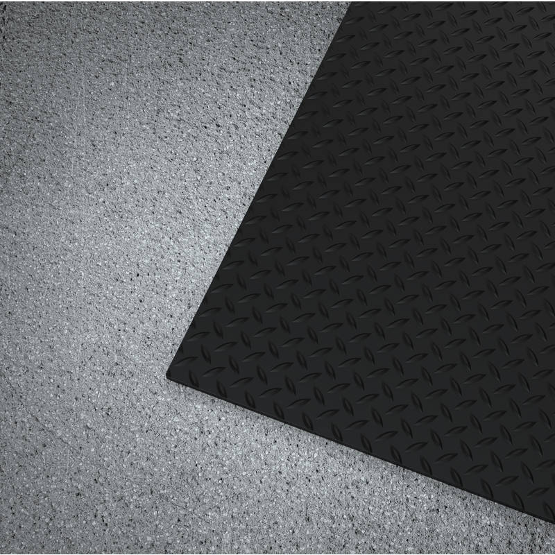 OBSOLETE WorkForce Vinyl Diamond Plate Commercial Grade Matting, 1/8" x 36" x 6', Black