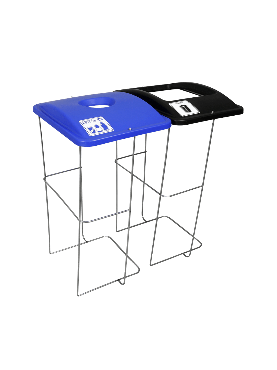  WIRE EVENT CONTAINER (2 Pack) - Double - Kit - Cans &amp; Bottles-Waste - Circle-Full - Blue-Black