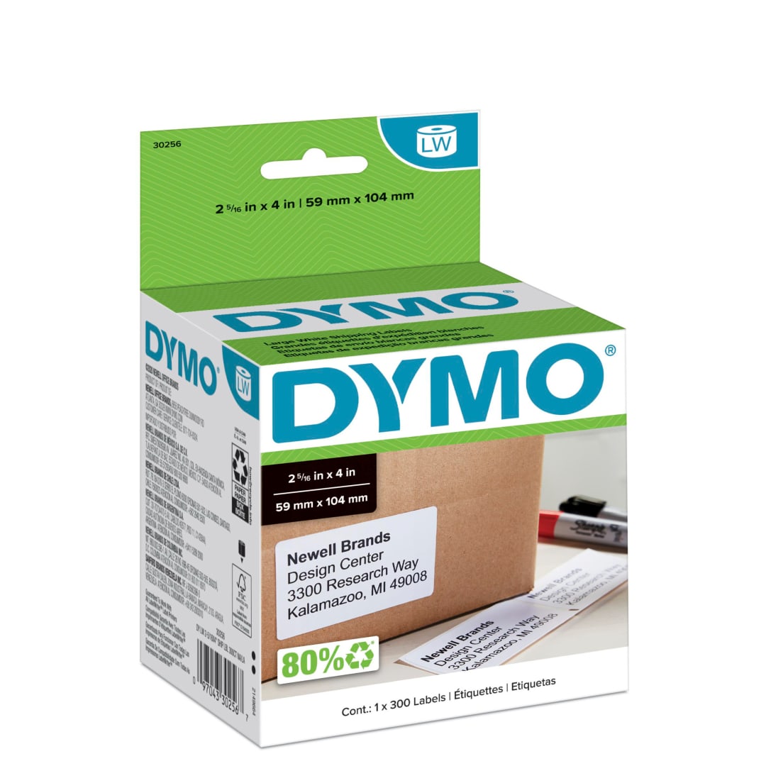 DYMO® Authentic LW Large Shipping Labels, DYMO® Labels for LabelWriter™ Label Printers, Print Up to 6-Line Addresses, 2-5/16" x 4", 1 Roll of 300