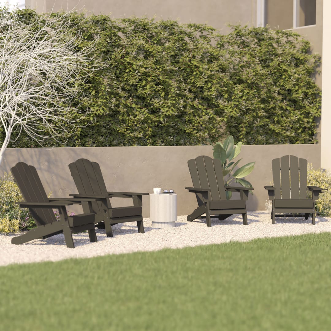 Newport Adirondack Chair with Cup Holder, Weather Resistant HDPE Adirondack Chair in Brown, Set of 4
