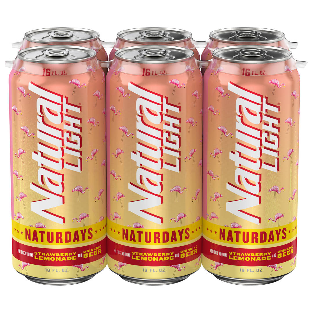 Natural Light Naturdays Strawberry Lemonade Beer, 6 Pack 16 fl. oz. Cans, 4.2% ABV