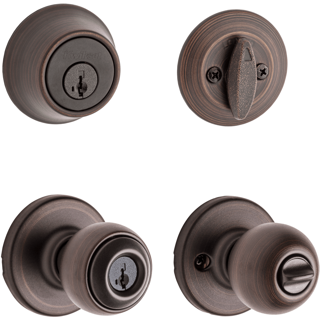 690 Polo Keyed Entry Knob and Single Cylinder Deadbolt Combo Pack featuring SmartKey Security™ in Venetian Bronze