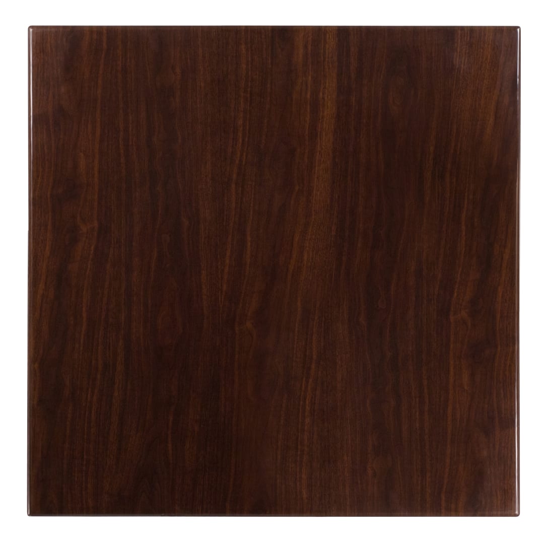 Glenbrook 36'' Square High-Gloss Walnut Resin Table Top with 2'' Thick Drop-Lip