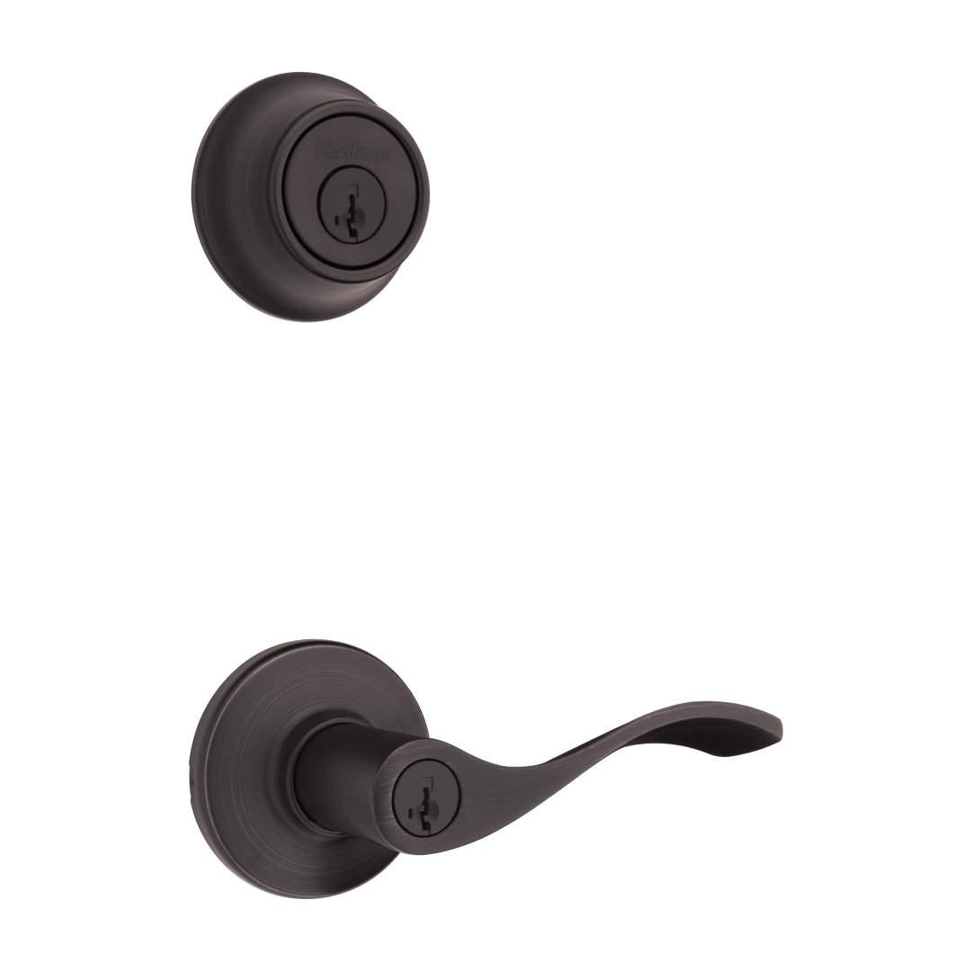 690 Balboa Keyed Entry Lever and Single Cylinder Deadbolt Combo Pack featuring SmartKey Security™ in Venetian Bronze featuring Microban